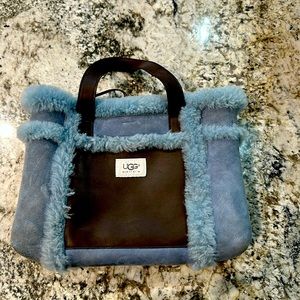 Ugg powder blue suede/leather/fur purse